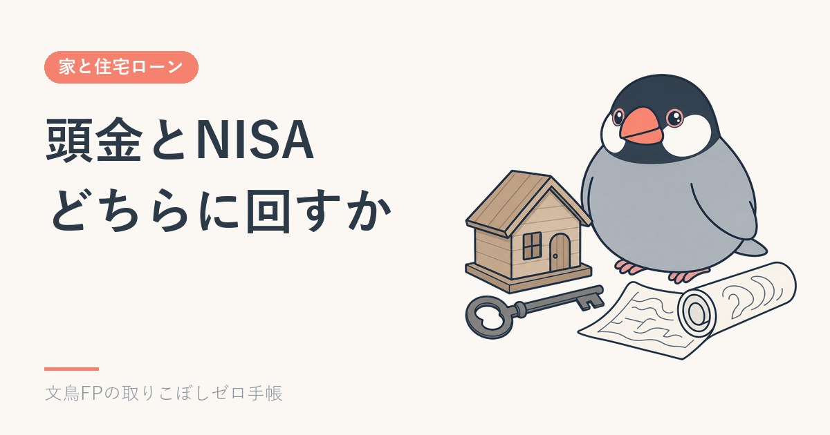 頭金とNISA、どちらにお金を回すか｜住宅ローン控除・金利・手元資金で比べるのイメージ
