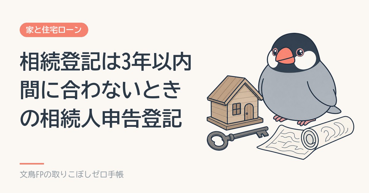 相続登記の義務化|親の家を相続したら3年以内、間に合わないときの相続人申告登記のイメージ